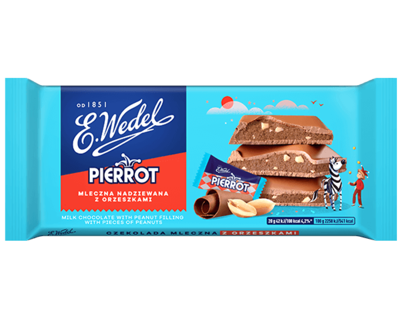 WEDEL MILK CHOCOLATE PIERROT WITH PEANUTS 100G